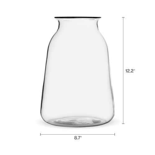 Elements 12 Inch Clear Glass Milk Bottle Vase - Large Farmhouse Flower Vase for Home Decor, Dried Flowers, Faux Floral Arrangements, Country Style Room Decor, 12 in H x 8.75 in Diameter - size: 12.2 Inch