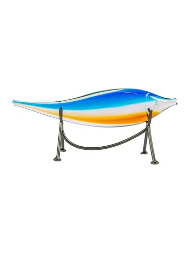 Dale Tiffany AS24127 Murano Style Garfish Handcrafted Art Glass Sculpture with Stand, Blue, 10-Inch Wide - size: 10-Inch Wide