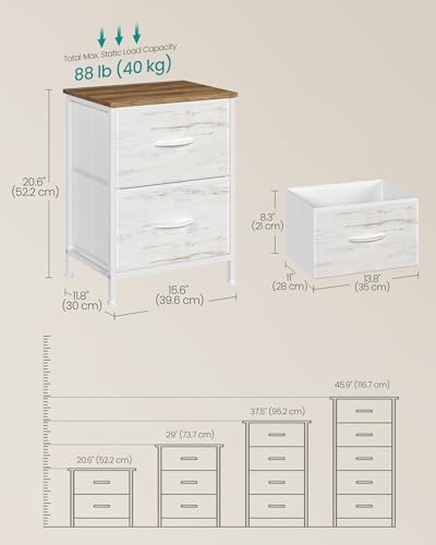 SONGMICS BELLAH Collection - Dresser for Bedroom, Chest of Drawers, Nightstand, 2 Drawers, Storage Organizer Unit, Closet, Entryway, Farmhouse, Rustic White and Honey Brown ULGS312WJ02S - color: Rustic White + Honey Brown, size: 1 Pack