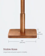 VASAGLE Solid Wood Coat Rack, Free Standing Hall Coat Tree with 8 Hooks, 3 Height Options, for Coats, Hats, Bags, Purses, for Entryway, Hallway, Rubberwood Hooks and Pole, Dark Walnut URCR010W01 - color: Dark Walnut, style: Square Base + Cylindrical Hooks