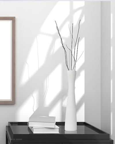 Tall White Vase 16 Inch Skinny Flower Vases, Handmade Ceramic Vase Modern Minimalist Style for Living Room, Home, Office, Centerpiece,Table, Wedding Party - color: 16.5inch&white
