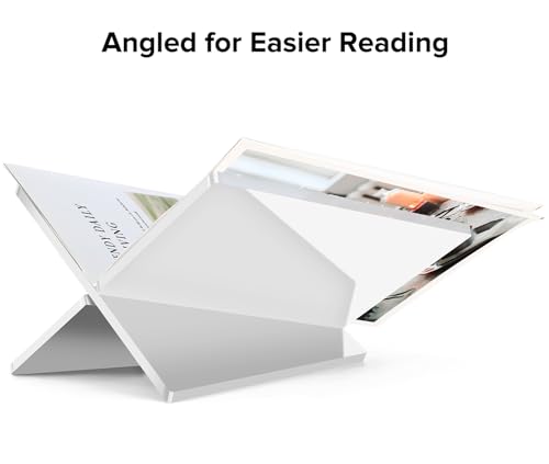 Acrylic Book Stand Large White Acrylic Book Holder, 12.5" x 9.5" x 5.7", Open Book Holder Stand for Display and Reading Cookbooks, Art Books, Bibles, Magazines - Home and Office (White, Large) - color: White, size: Large