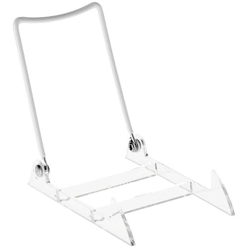 GIBSON HOLDERS 3PL Adjustable White Wire and Clear Acrylic Display Easel, 3.875" W x 5.375" D x 5.25" H, Pack of 3 - size: 3-Pack