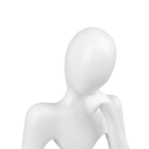 Abstract Thinker Statue | Synthetic Home Accent for Living Room/Office Desk/Bookshelf | Hollow Design Art Sculpture Collectible Present (White Left) - style: White Left