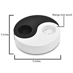 AeraVida Yin Yang Mango Tree Wood Tealight Candle Holders Set of 2 | Handmade Black and White Decorative Candle Holder for Meditation, Home Decor, Wellness, and Spiritual Ambience | 5-Inch Pair