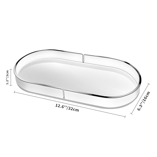Acrylic Decorative Vanity Tray Perfume Jewelry Trinket Tray for Bathroom Counter Soap Toilet Tank Sink Small Candle Catch All Organizer, 12.6x6.3 Inches, Clear - color: Clear