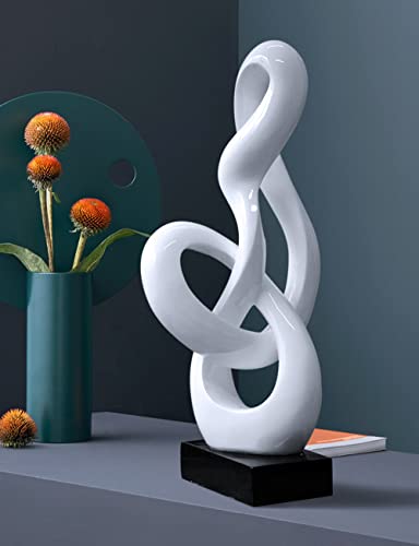 Sculpture Music Note Decor Modern Statue Gifts Treble Clef Figurine Polyresin Arts White 23 inch - color: White