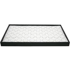 Novel Box Jewelry Display Tray Black Wood 8.25 x 14.75 x 1 Large Jewelry Tray with 50 Gem Jars Insert | Rectangular Display Trays for Collectibles | Rock Collection Tray | Gem Display Tray - color: 50-Gem Jars White Foam Liner, size: Wood Tray: 8.25 x 14.