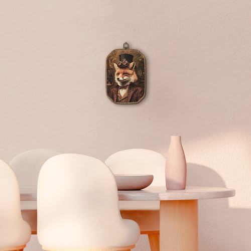 Hxlac Vintage Fox Rectangular Wall Art Framed, Dark Moody Fox Rectangular Wall Decor, Rustic Farm Animal Hanging Canvas Prints Wall Sculptures for Farmhouse Home Living Room Bedroom Decor, 7.1x10.2 Inch - color: rectangular frog