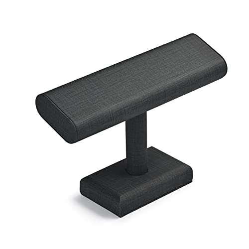 Oirlv Premium Leather Watch Display Stand T-bar Showcase Jewelry Display Holder Home Chain Bracelet Bangle Organizer (Black) - color: Black