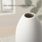 BEAHOT Ceramic Vases Set of 6, White Contemporary Decorative Flower Vases, Modern Design for Living Room - size: 6 set