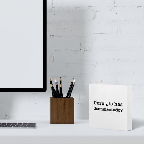 mmiishe Spanish But Did You Document It Wooden Box Sign The Office Gifts Boss Day Gifts for Him Funny Office Boss Gifts for Women Coworkers Decorations for Home Office Desk 5 x 5 Inches - color: White Spanish, size: 5 x 5 inches