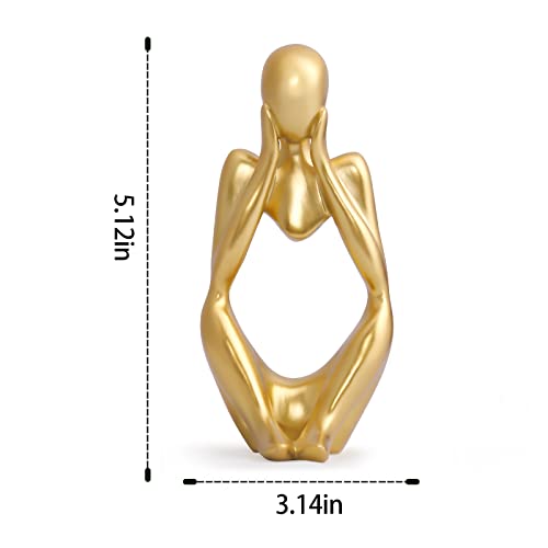 INNOLITES Resin Statue Thinker Style Decoration Abstract Sculptures Collectible Figurines for Home Decor Modern Office Shelf Desktop (Gold-Focus) - color: Gold-focus
