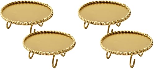 Homoyoyo 2pcs Gold Candle Holders Decorative Candlesticks Iron Pillar Plate Candle Pedestal Candle Stand Table Centerpiece for Led Wax Candles Wedding Dinner Tables (Pack of 2) - size: 10X3.5CM (Pack of 2)