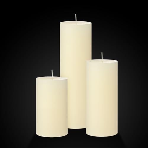 Shihanee Set of 6 Pillar Candles with Glass Cylinder Vases Clear Cylinder Hurricane Candleholders for Slim Tall Pillar Candles Wedding Table Centerpieces(3.4'' X 7", 9.8", 11.8",Ivory) - color: Ivory White, size: 3.4'' X 7", 9.8", 11.8"