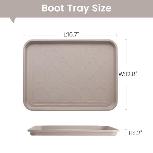 Boot Tray 2 Packs All Seasons Multi-Purpose, Waterproof Boot Trays for Entryway Indoor & Outdoor, Non-Slip Shoe Tray, 16.7"x12.8",Tan - color: Tan