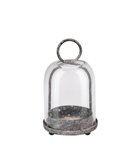 7.5" High Versatile Modern Metal Hurricane Lantern with Handmade Sturdy Glass Dome in Shabby Black for 2" Pillar Candle & Plants, Industrial, Farmhouse (Black Shabby, 4" x7.5 for 2" Pillar) - color: Black Shabby, size: 4"x7.5"
