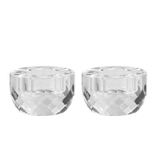 Crystal Candle Holders Set of 2, Tea Wax Ultra Elegant & Modern Centerpiece Home Décor,Wedding - size: 2.3‘’×1.5‘’