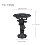Modern Accent Table with Black Deer Sculpture Base, Minimalist Faux Marble End Table for Living Room Reception Area & Bedroom, 19.69 Inches Wide × 25.59 Inches High - color: Black Deer Statue Table