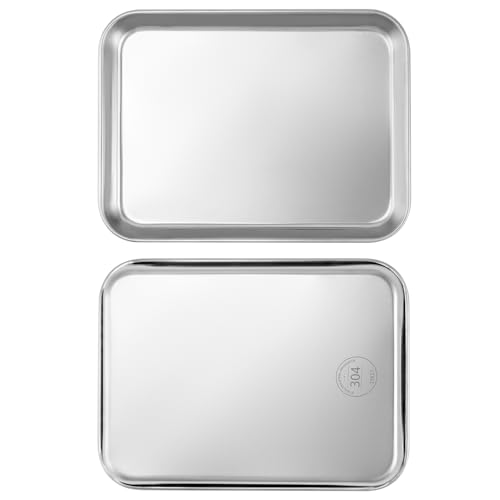 QWORK 2 Pack Stainless Steel Instrument Tray Multipurpose Tray for Lab Instruments, Craft Tools, Household Organization,10 5/8" x 6 11/16" x 1 5/16", Flat Bottom - color: 2 Pack, size: 10 5/8" x 6 11/16" x 1"