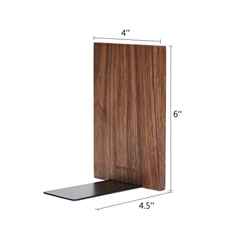 Pandapark Wood Decorative Bookends,Non-Skid Bookend for Shelves,Heavy Duty Bookends,Book Stand for Books/CDs,1 Pair - color: Walnut Master