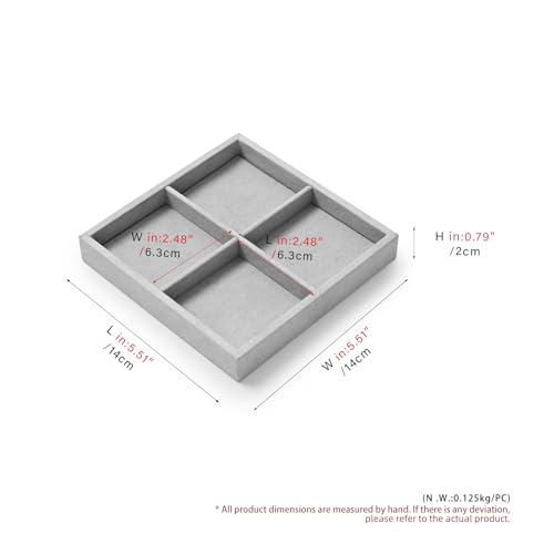 Oirlv Microfiber 4 Grids Stackable Jewelry Display Tray - style: P13514