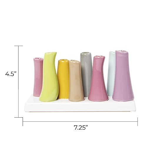 Chive - Pooley 2, Ceramic Flower Vase, 8-Tube Shape (Magenta Pink) - color: Magenta Pink