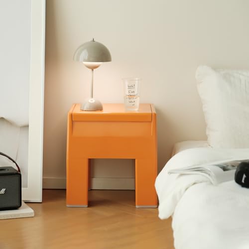 Nightstand Bedside with Storage Space, Multifunctional Colorful Plastic End Table Small Side Table for Bedroom, Dorm and Small Spaces, Easy Assembly(14.7" D x 11.8" W x 15.8" H, Orange) - color: Orange