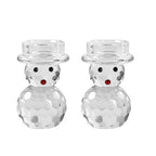 2 Pcs Crystal Christmas Candle Holder Snowman Christmas Candlestick with Cute Shape Home Table Decorations for Winter Xmas Farmhouse Kitchen Decor - size: 2.7‘’×4.3‘’