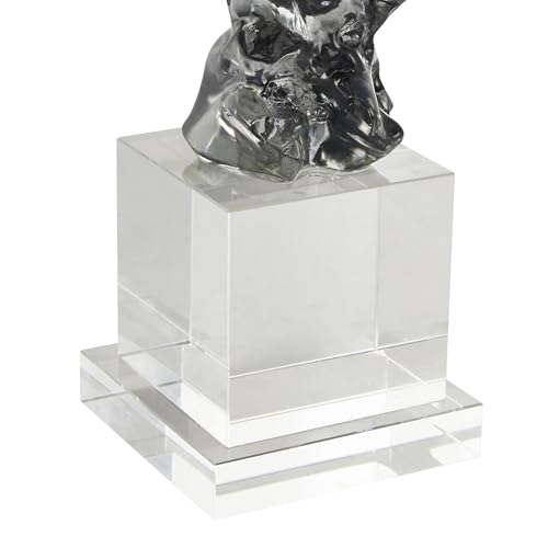 Deco 79 Glass Abstract Handmade Decorative Sculpture Freeform Home Decor Statue with Clear Square Base, Accent Figurine 8" x 4" x 15", Clear - size: 8" x 4" x 15"