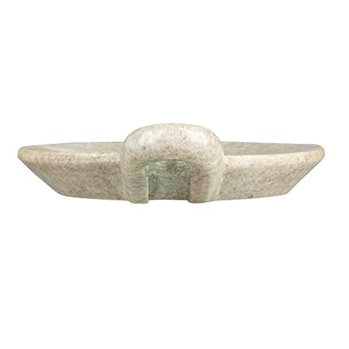 Creative Co-Op Hand-Carved Marble Dish with Handle, Beige - color: Beige, size: 7.5" x 6"