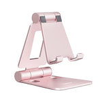 Nulaxy Dual Folding Cell Phone Stand, Fully Adjustable Foldable Desktop Phone Holder Cradle Dock Compatible with iPhone 17 16 15 14 13 12 11 Pro Max Xs Xr X 8, Nintendo Switch, All Phones - Rose Gold - color: C-Rose Gold