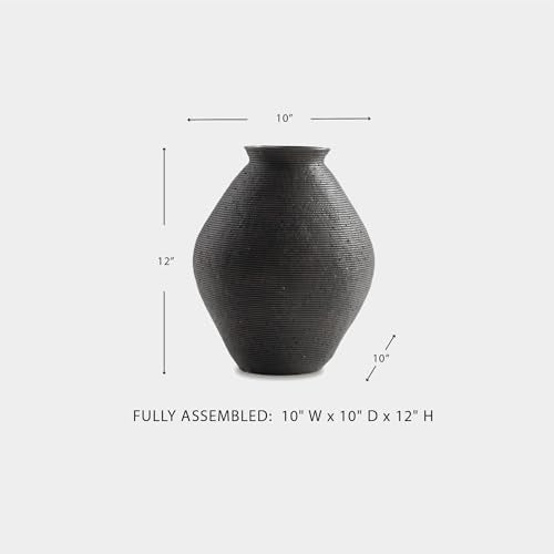 Signature Design by Ashley Hannela 12" Modern Distressed Polyresin Vase, Antique Brown - color: Dark Brown, size: 12 Inch