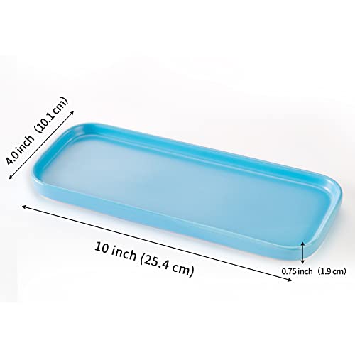 Ceramic Bathroom Tray,Kitchen Sink Organizer Tray,Cosmetics Holder (Blue) - color: Blue