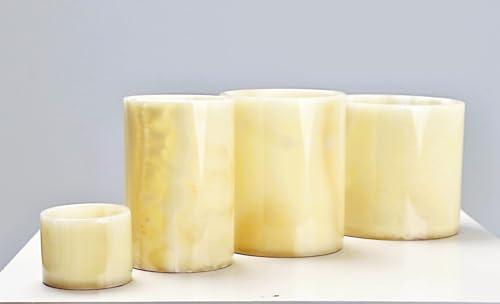 Alabaster Candle Holder Egyptian Handmade -Luxurious Tealight Holder with Soft Glow – Natural Stone for Home, Spa & Meditation – Décor Piece, Relaxing Ambience Multiple Sizes.(Medium) - size: Medium