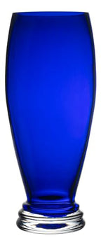 Barski - Handmade Glass - Footed Round Vase - Cobalt - 12" H (12 Inches High) Made in Europe