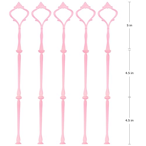 3 Tier Tiered Plate Hardware Kits Fruit Cake Plate Handle Fitting Hardware Rod Cucake Stand Tower Holder Pink Crown 5 Sets（Plate not Included） - color: Pink