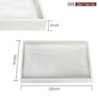 25x18 inches Leather Ottoman Serving Tray with Hole Handles, Rectangle Large Modern Service Tray for Living Room, Coffee Table, Bed, Tea, Food, Butler Countertop, Kitchen, Dinner, Picnic (White) - color: White, size: 25" x 18" x 2"