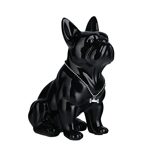 suruim Luxury French Bulldog Statue Collection - Gold/Silver/Black Chrome Dog Sculpture, Decorative Dog Statue for Home Decor & Gift (Black, 9 in) - color: Black, size: 9in