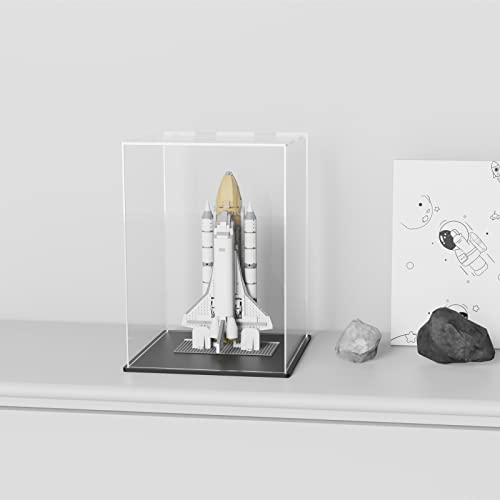 SVENJBB Acrylic Display Case, 6x6x7.8 Inch Rectangle, Clear Acrylic Boxes with Matte Black Base and Lid for Collectibles and Figures