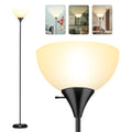 RISLG Standing Lamp, Led Floor Lamps for Living Room, Drop-Resistant White Lampshade, Rotary Switch, Industrial Metal Tall Lamp for Living Room Bedroom Study Office Kid’s Room - color: Black