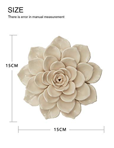 SEINHIJO Ceramic Flower Wall Decor 3D Wall Art Sculpture Modern Art Gift for Bedroom Living Room Home Office Yellow 6.7 Inch