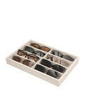 Coward Sunglass Organizer, Beige Velvet Glasses Trays - Eyeglasses Watches Jewelry Display - Men Women (8 Grids) - color: Beige Velvet, size: Sunglasses Tray