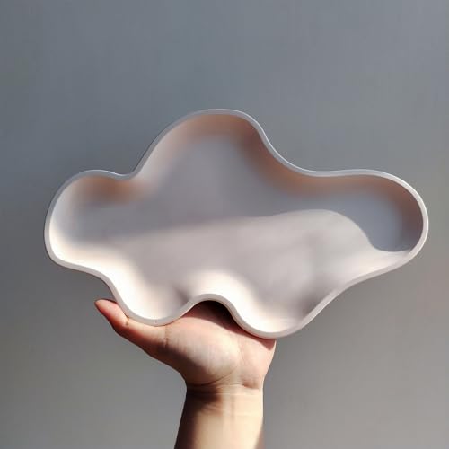 Wehous Large Irregular Tray Resin Concrete Molds, Cloud Shape Tray Silicone Mold, Creative Storage Container Trinket Jewelry Plate Dish Vanity Candle Holder Epoxy Casting Mold Wedding Christmas Decor