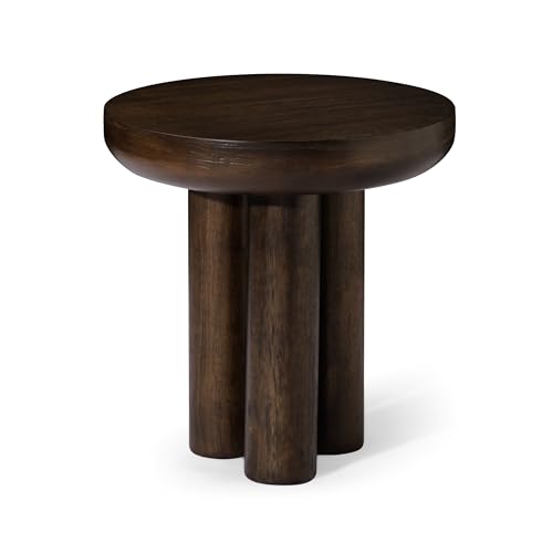 Maven Lane Owen Modern Side Table, 19" Compact Design - Bold Accent Table, Round Night Stand with Aged Brown Finish and Durable Rubberwood Base - Statement Making Style for Living Room or Bedroom - color: Aged Brown