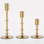 Gold Candle Holders, Modern Taper Candle Holders for Table Mantel Dining Wedding Home Decor, Brass Candlestick Holders Set of 3