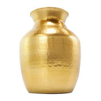 Deco 79 Metal Decorative Vase Hammered Spotted Centerpiece Vase, Flower Vase for Home Decoration 9" x 9" x 12", Gold