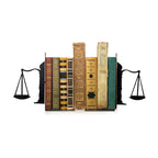 Metal Bookends - Justice Scale Design - Heavy Duty Black Book Ends for Office, Law Library, Law Student or Legal Desk Decor
