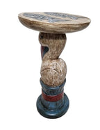 WorldBazzar Hand Carved Wooden Rustic Pelican Fish End Table Plant Stand Wood Sculpture