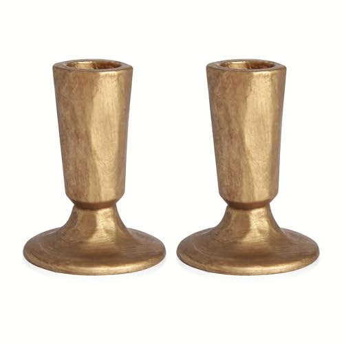 Retro Iron Candlestick Holders Set of 2, Gold Candle Holders Heavy Weight, Taper Candle Holders Perfect for Dining Table, Wedding, Party, Mantel - color: Gold